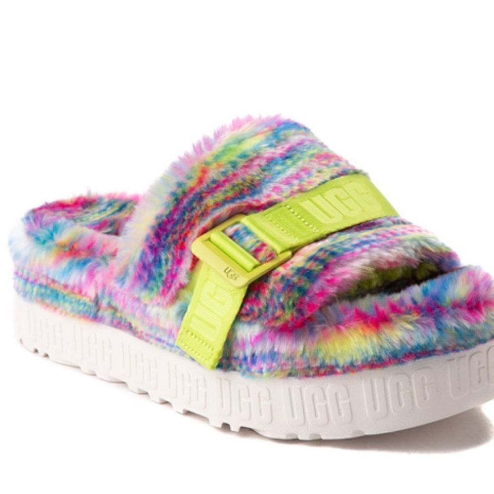 UGG Fluffita Pixelate Slide Sandal - Multicolor sz 6 New - Picture 3 of 9